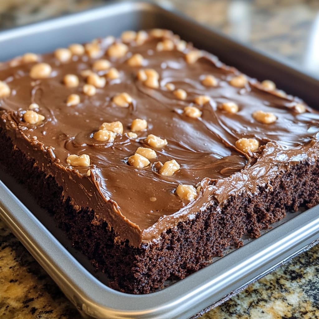 Chocolate Peanut Butter Sheet Cake