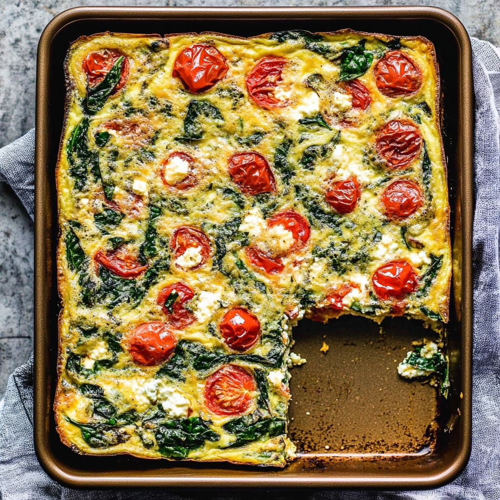 Sheet Pan Spinach Tomato Ricotta Frittata