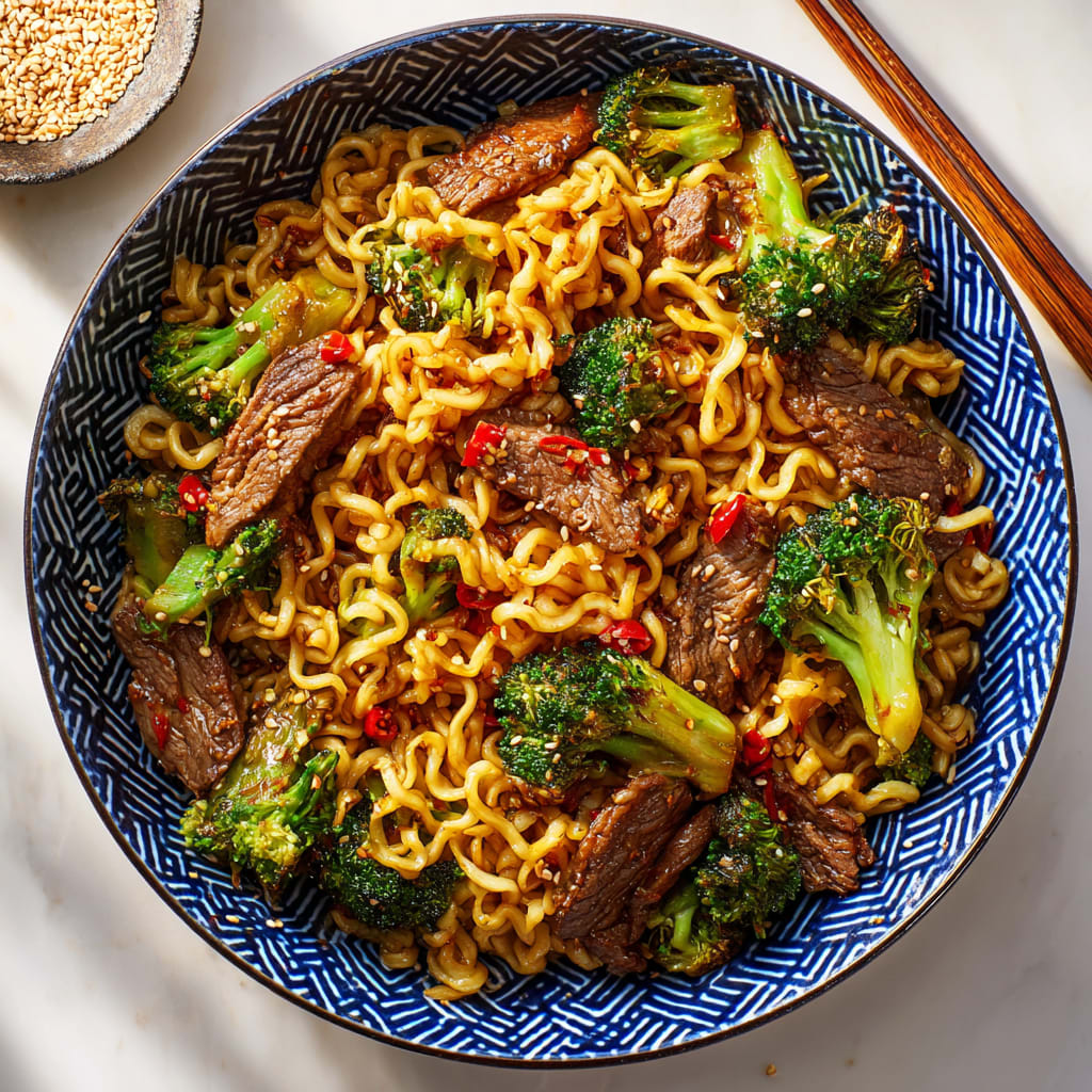 Beef and Broccoli Ramen Stir Fry