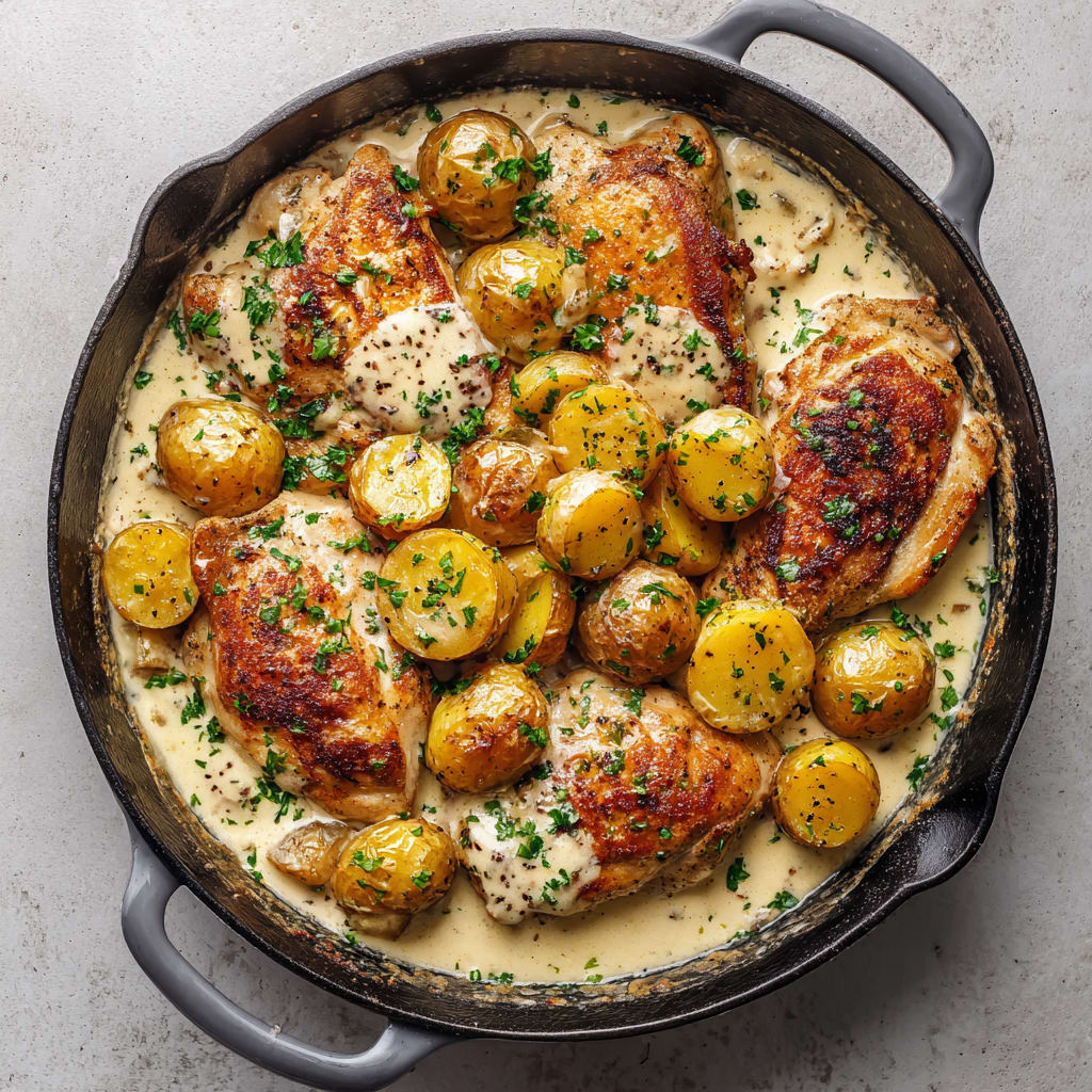 Chicken and Potatoes with Dijon Cream Sauce