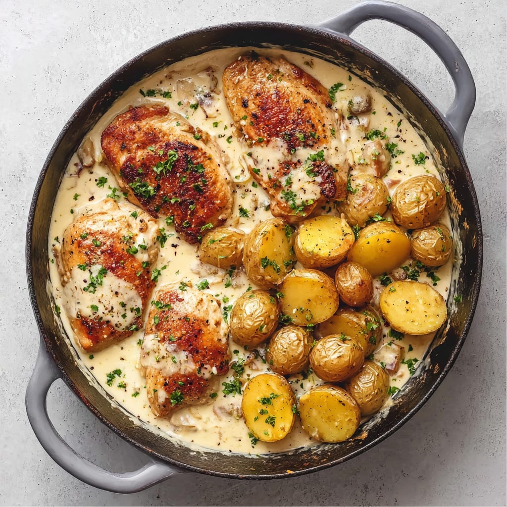 Chicken and Potatoes with Dijon Cream Sauce