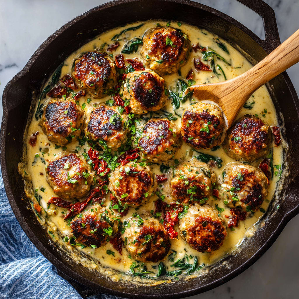 Creamy Spinach Turkey Meatballs