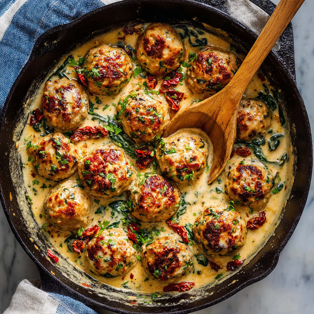 Creamy Spinach Turkey Meatballs