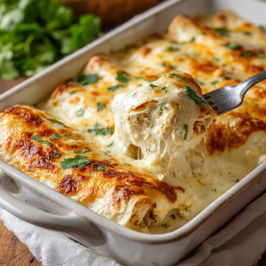 Creamy White Chicken Enchiladas