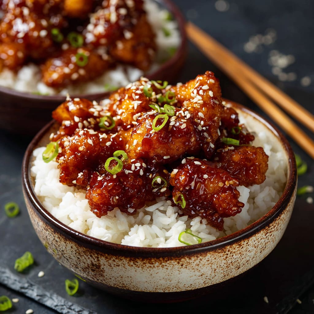 Crispy Sesame Chicken with a Sticky Asian Sauce