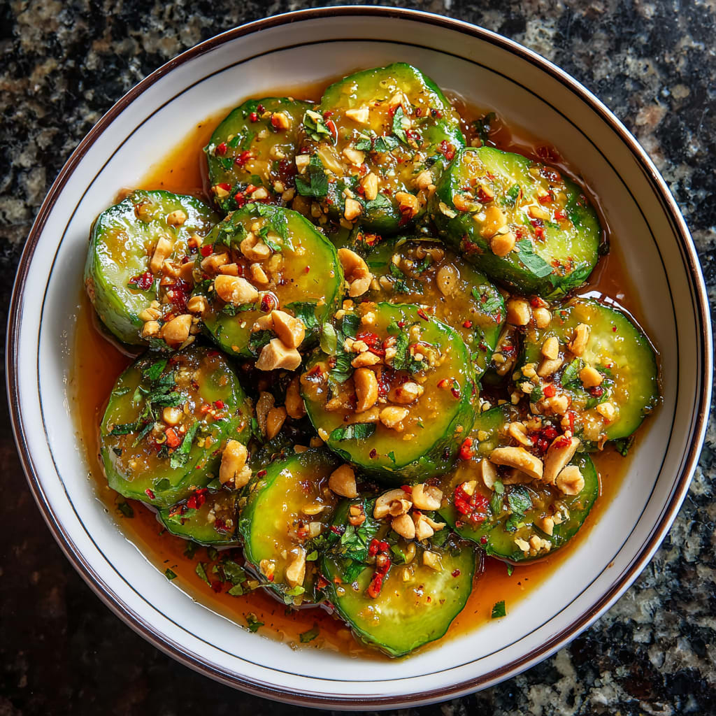 Cucumbers in Spicy Peanut Sauce