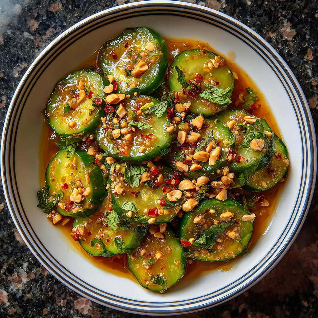 Cucumbers in Spicy Peanut Sauce