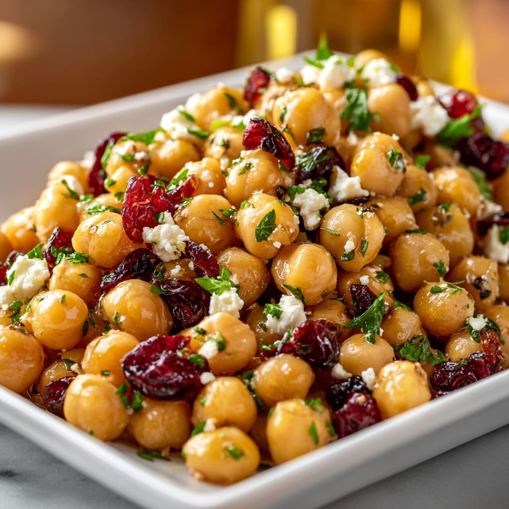 Feta &amp; Cranberry Chickpeas with Lemon Vinaigrette