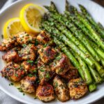 Garlic Butter Chicken Bites with Lemon Asparagus