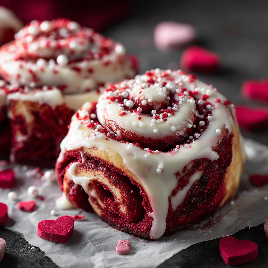 Red Velvet Valentine's Day Cinnamon Rolls