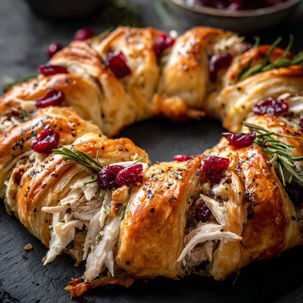 Savory turkey and cranberry crescent ring
