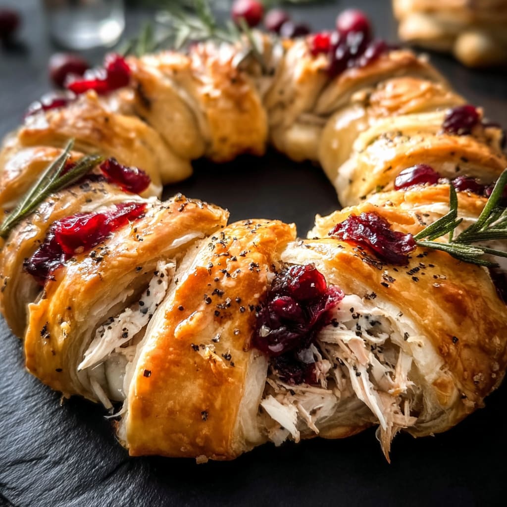 Savory turkey and cranberry crescent ring