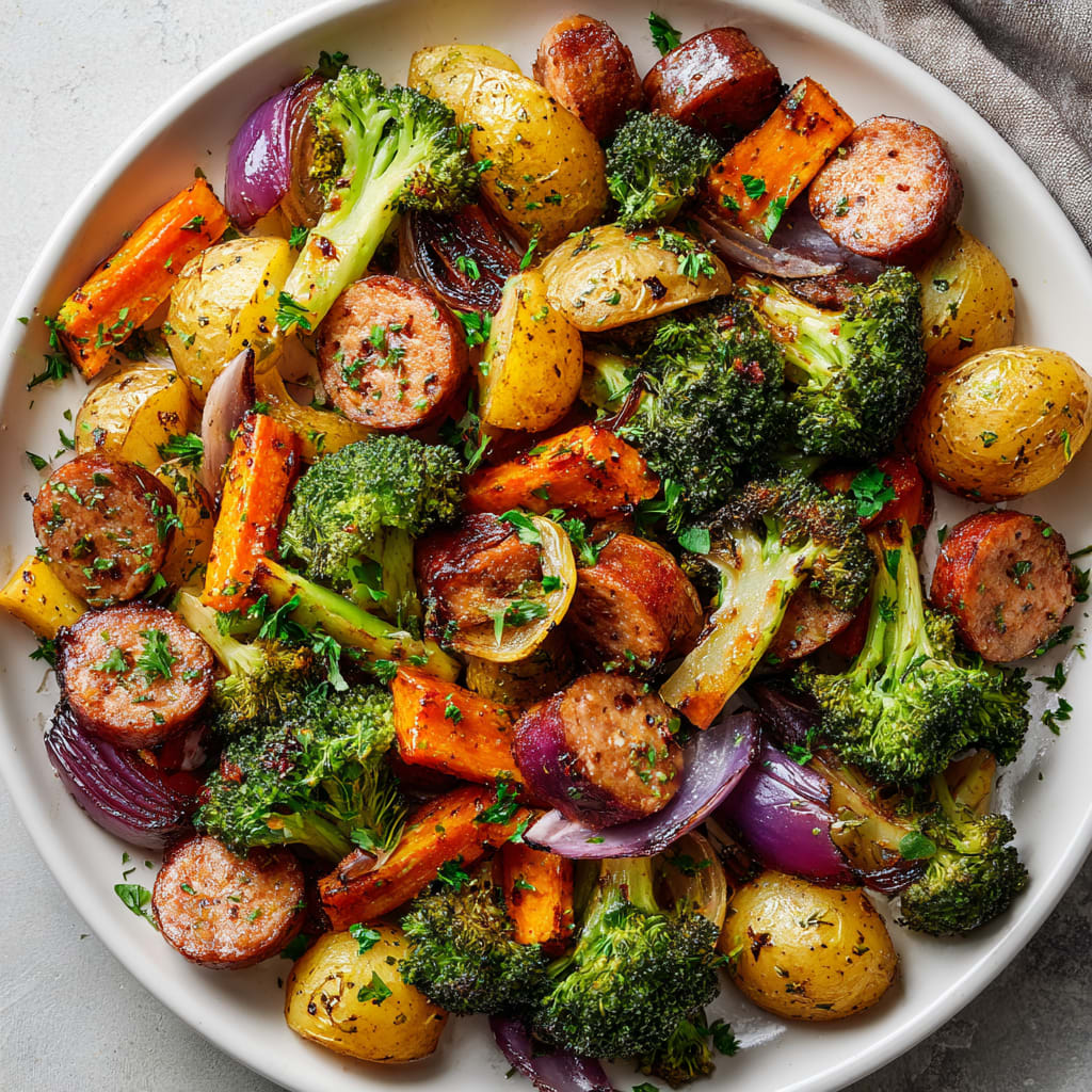 Sheet Pan Roasted Veggie and Chicken Sausage