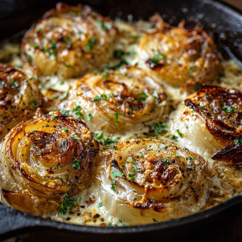 Creamy Baked Onions with Asiago Cheese