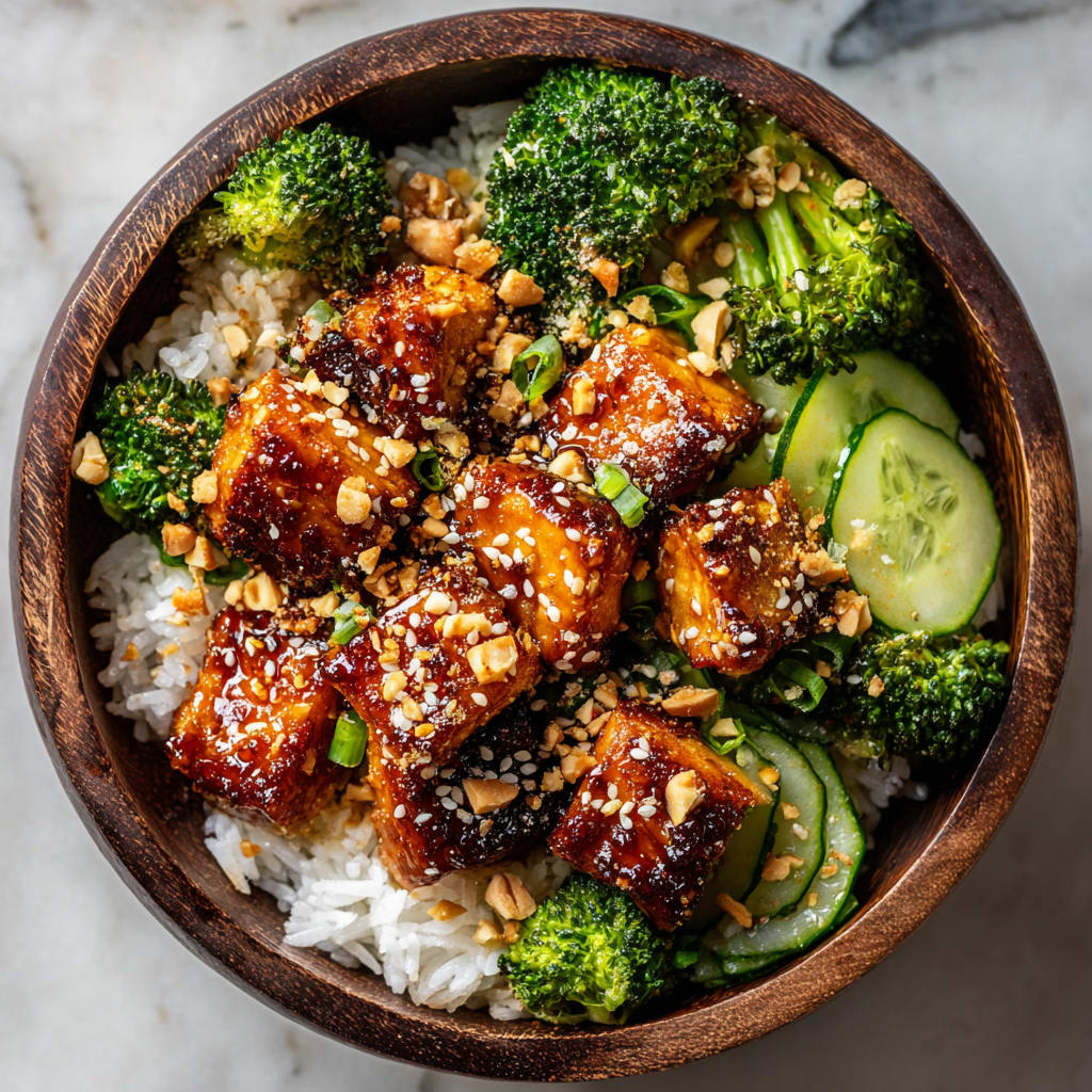 Crispy Bang Bang Salmon Bites Bowls
