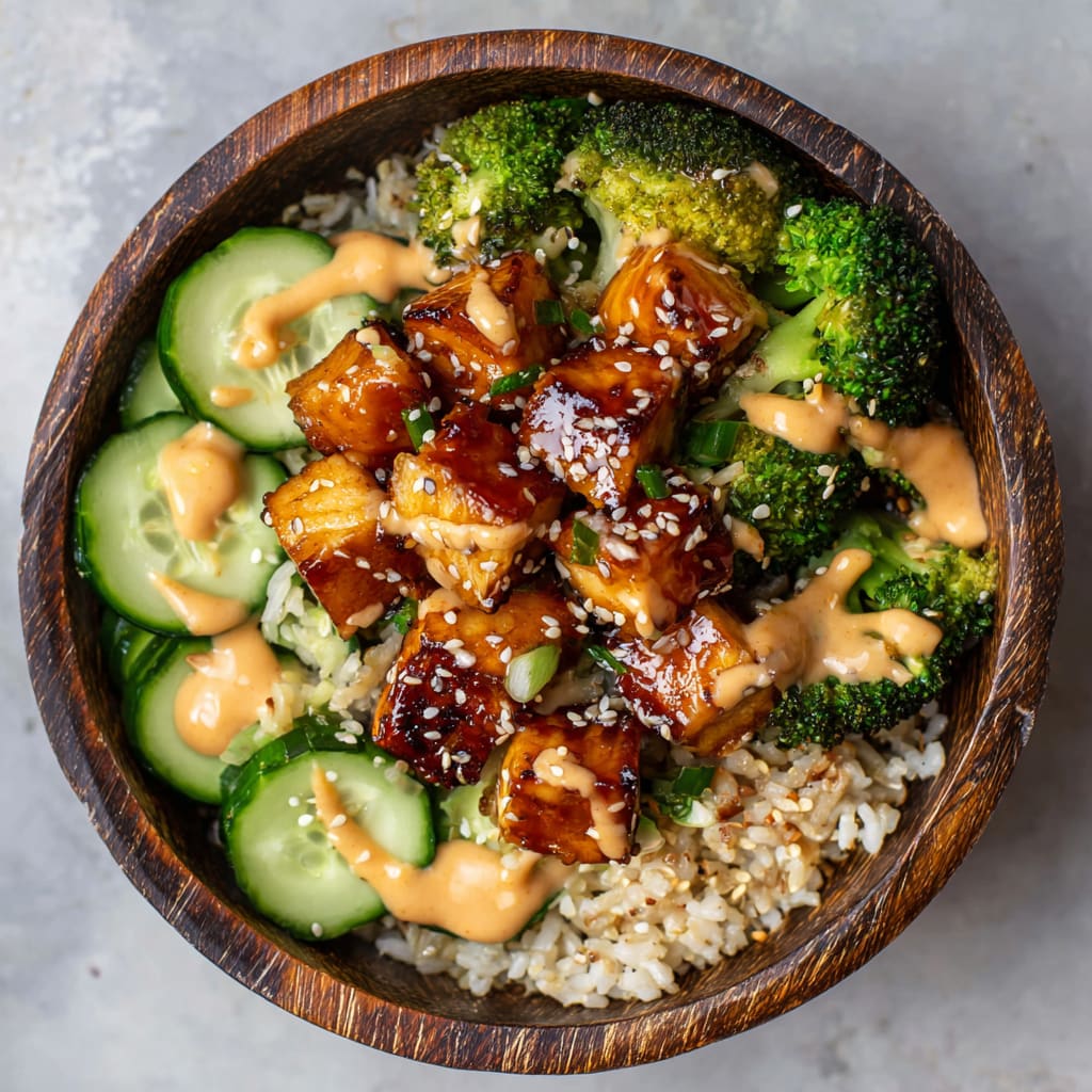 Crispy Bang Bang Salmon Bites Bowls