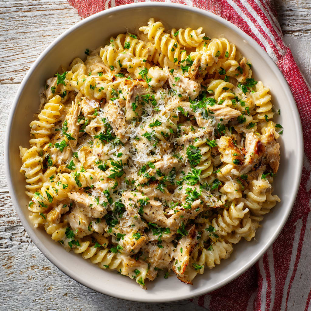 Crockpot Garlic Parmesan Chicken Pasta