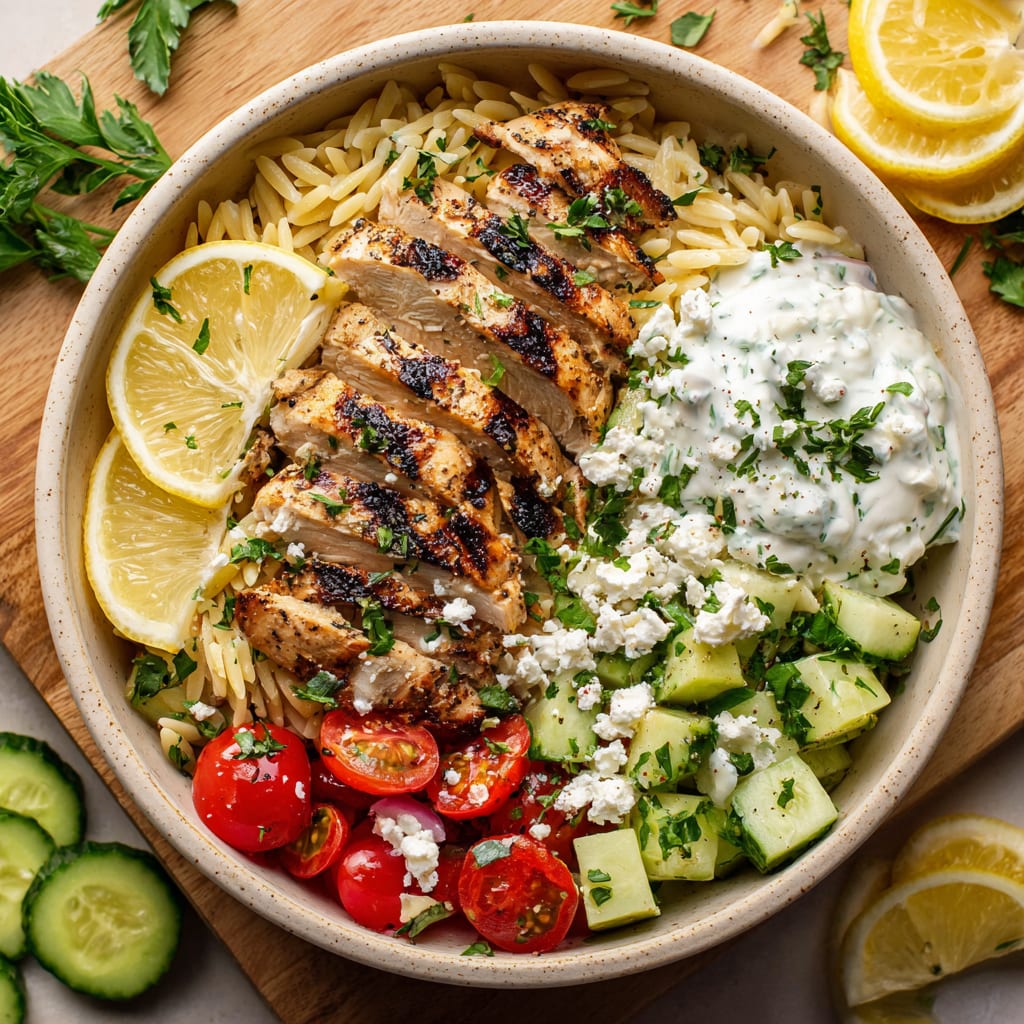 Greek Chicken Orzo Bowls