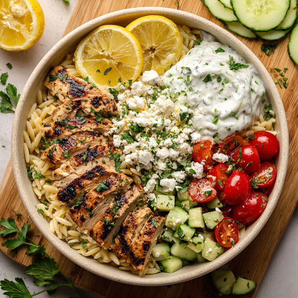 Greek Chicken Orzo Bowls