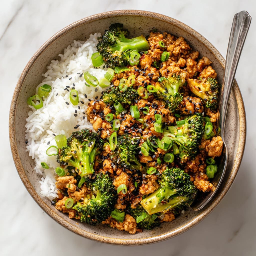 Honey Sriracha Ground Chicken and Broccoli