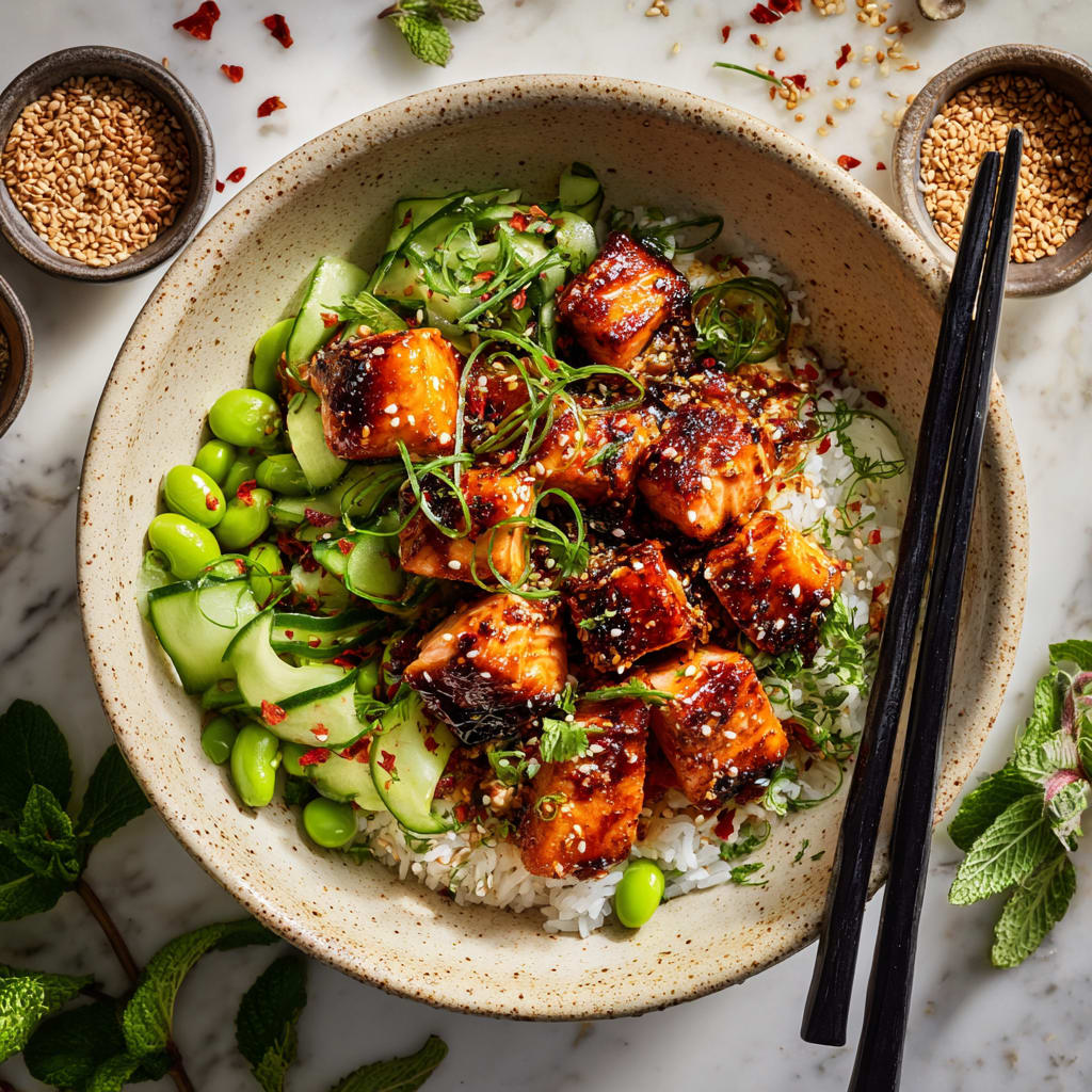 Honey Sriracha Salmon Bowls