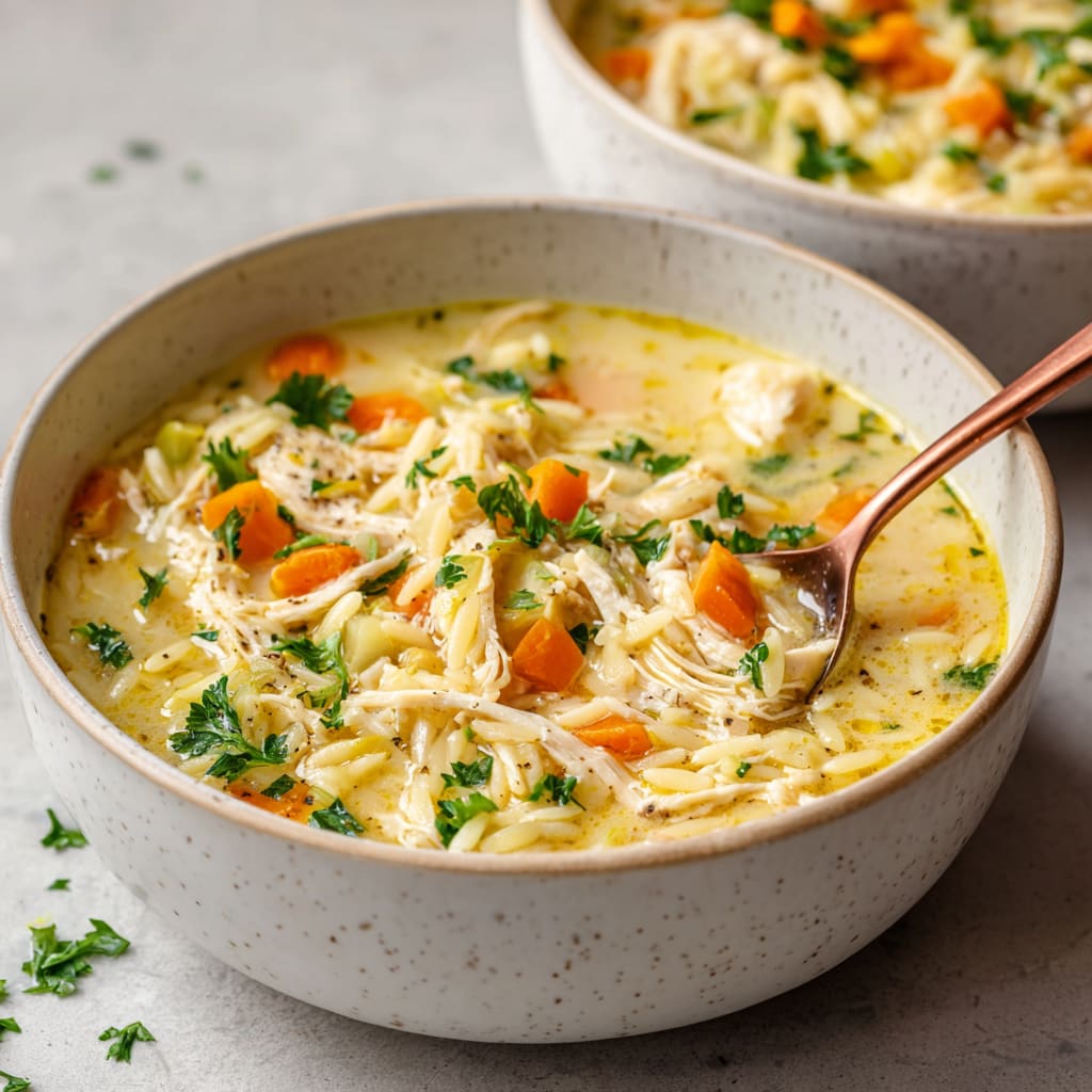 Lemon Chicken Orzo Soup
