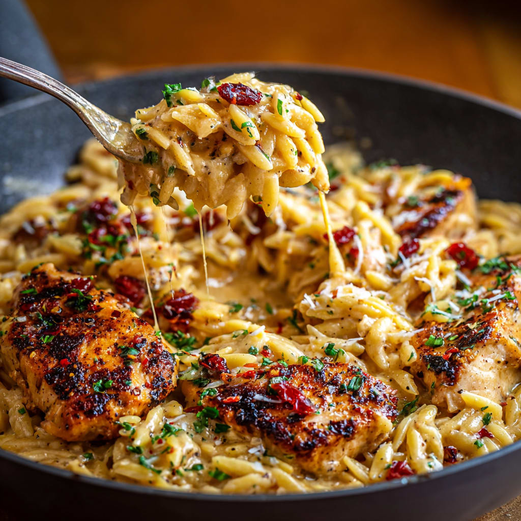 One Pot Cajun Chicken Alfredo Orzo