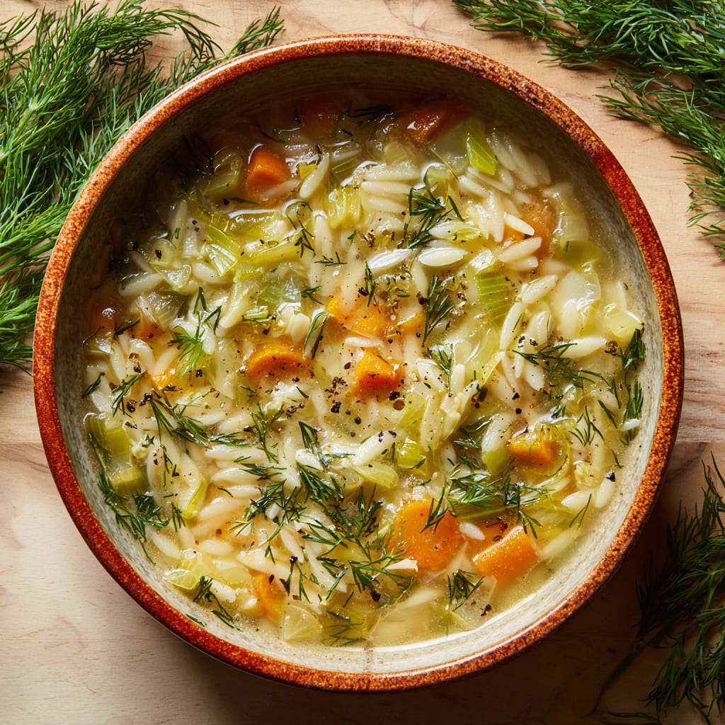 Orzo, Leek and Dill Soup