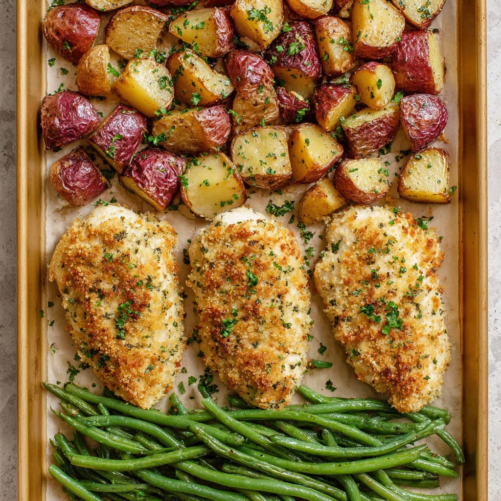 Parmesan Crusted Chicken Sheet Pan Dinner