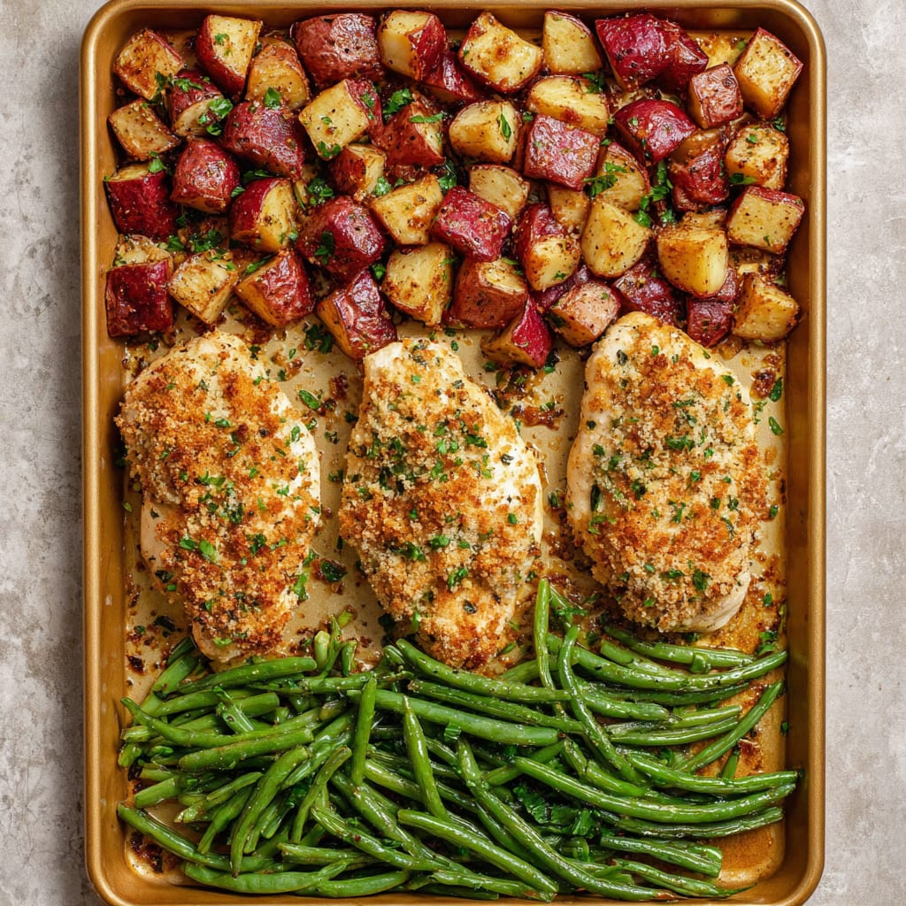 Parmesan Crusted Chicken Sheet Pan Dinner