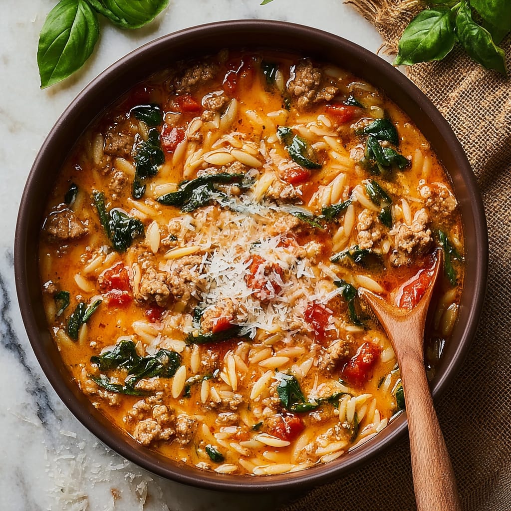 Savory Sausage Orzo Soup Delight