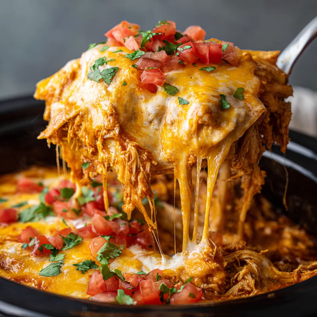 Slow Cooker Chicken Enchilada Casserole