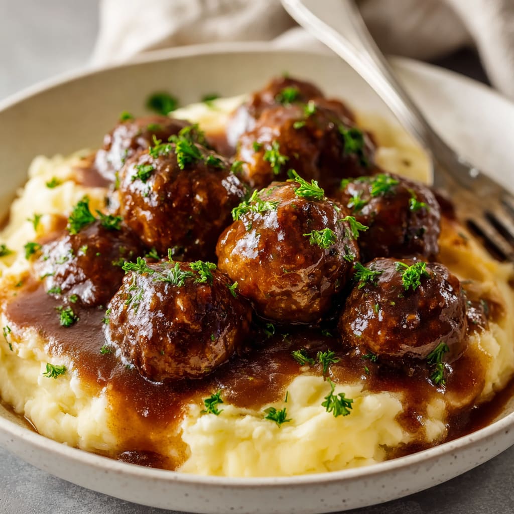 Slow Cooker Salisbury Steak Meatballs Recipe