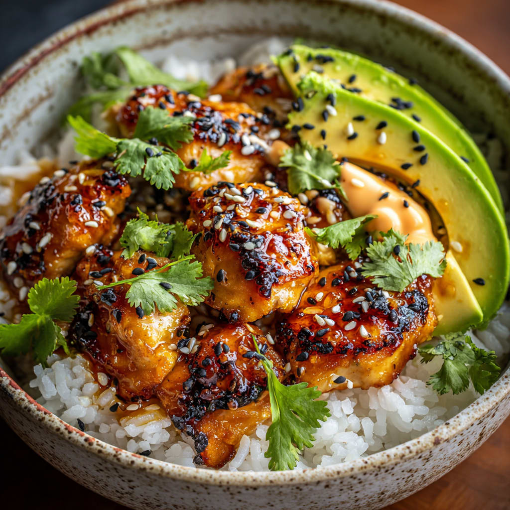 Spicy Honey Ginger Chicken Bowls