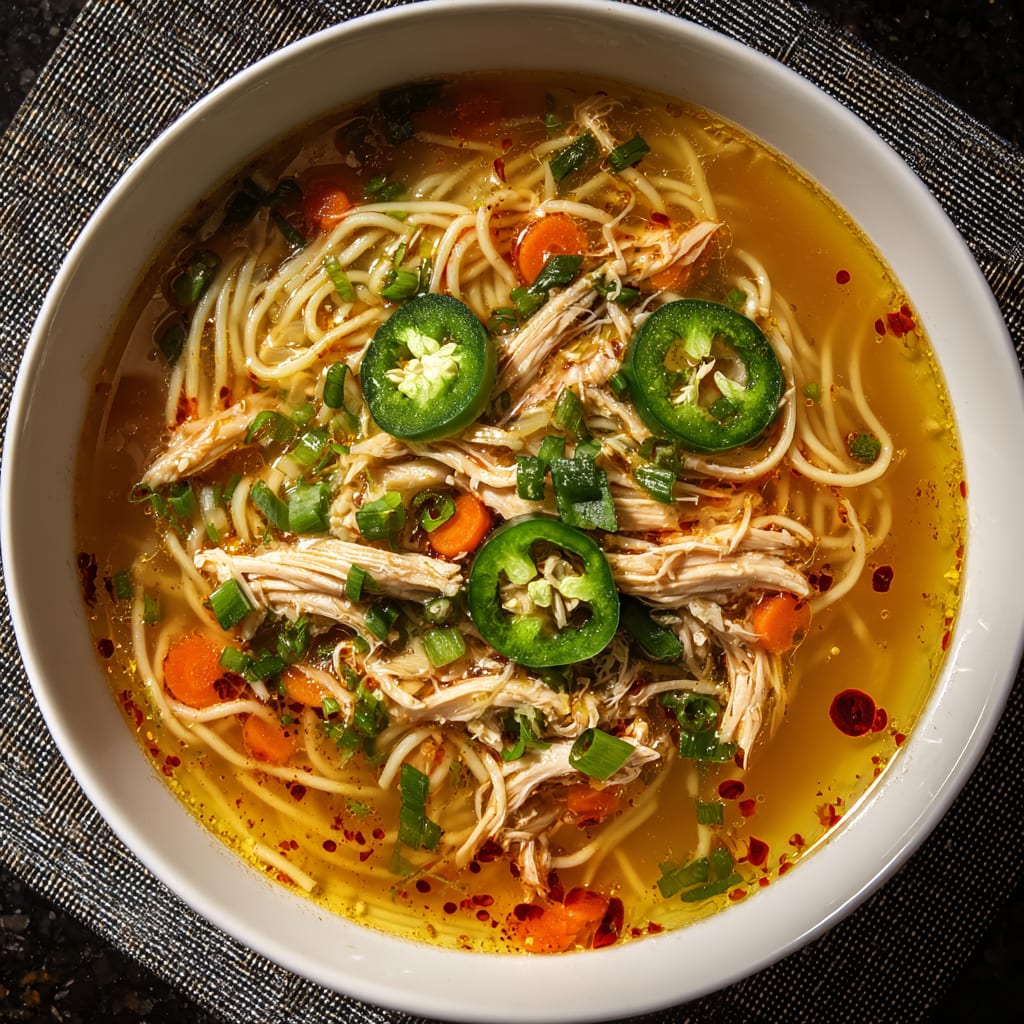Aromatic Ginger Scallion Chicken Noodle Soup
