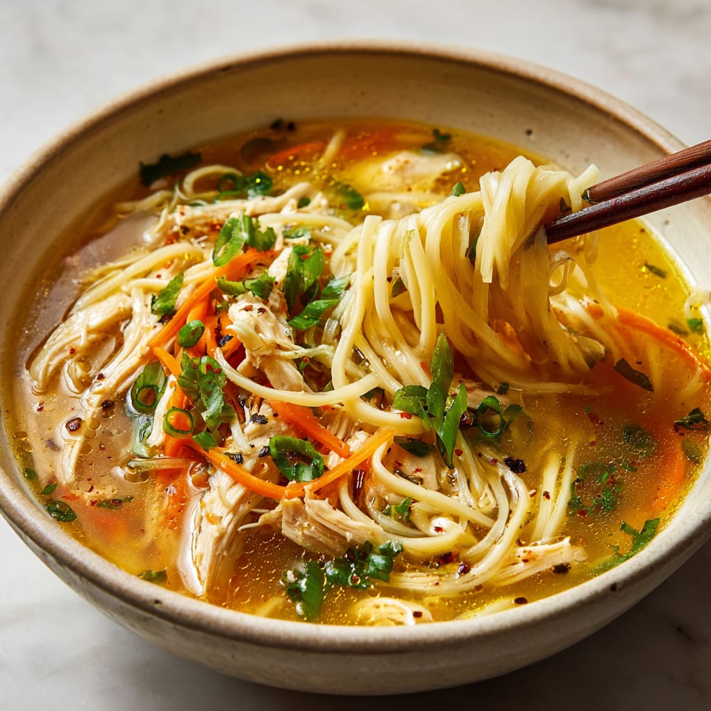 Aromatic Ginger Scallion Chicken Noodle Soup