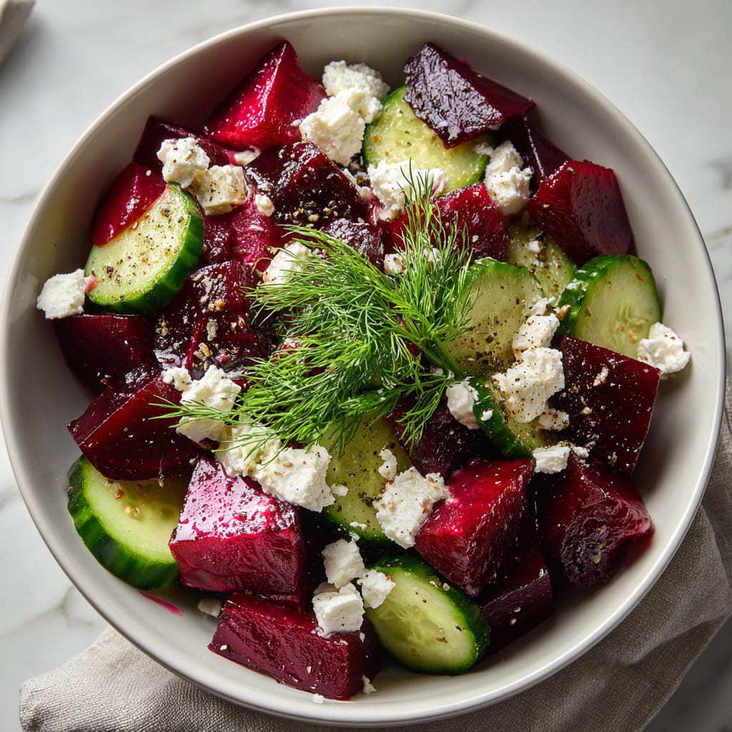 Beet Salad with Feta, Cucumbers, and Dill