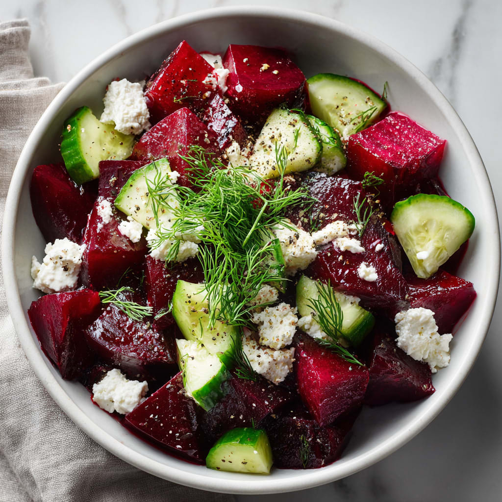 Beet Salad with Feta, Cucumbers, and Dill