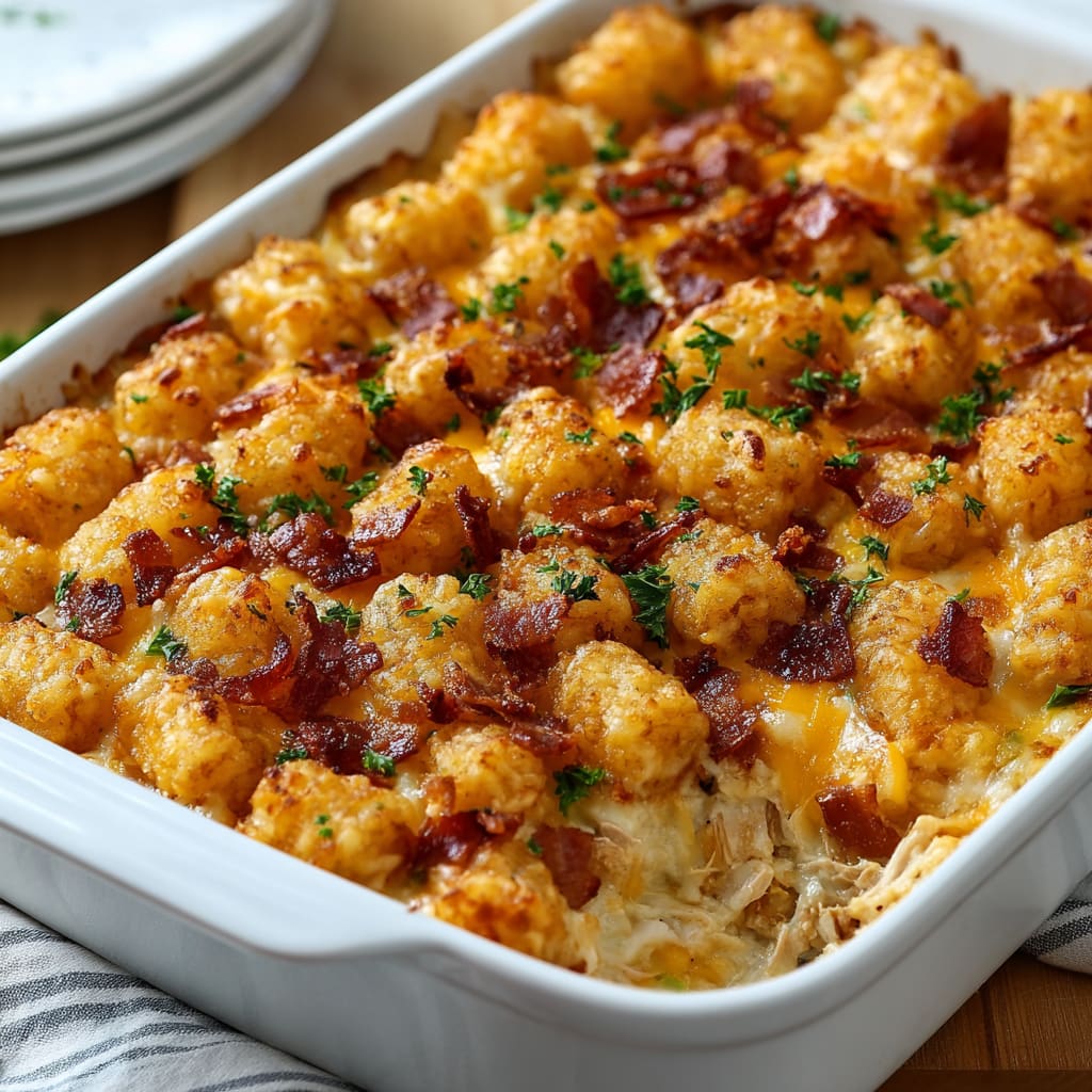 Chicken Turkey-bacon Ranch Tater Tot Casserole