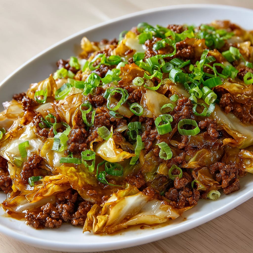 Mongolian Ground Beef and Cabbage