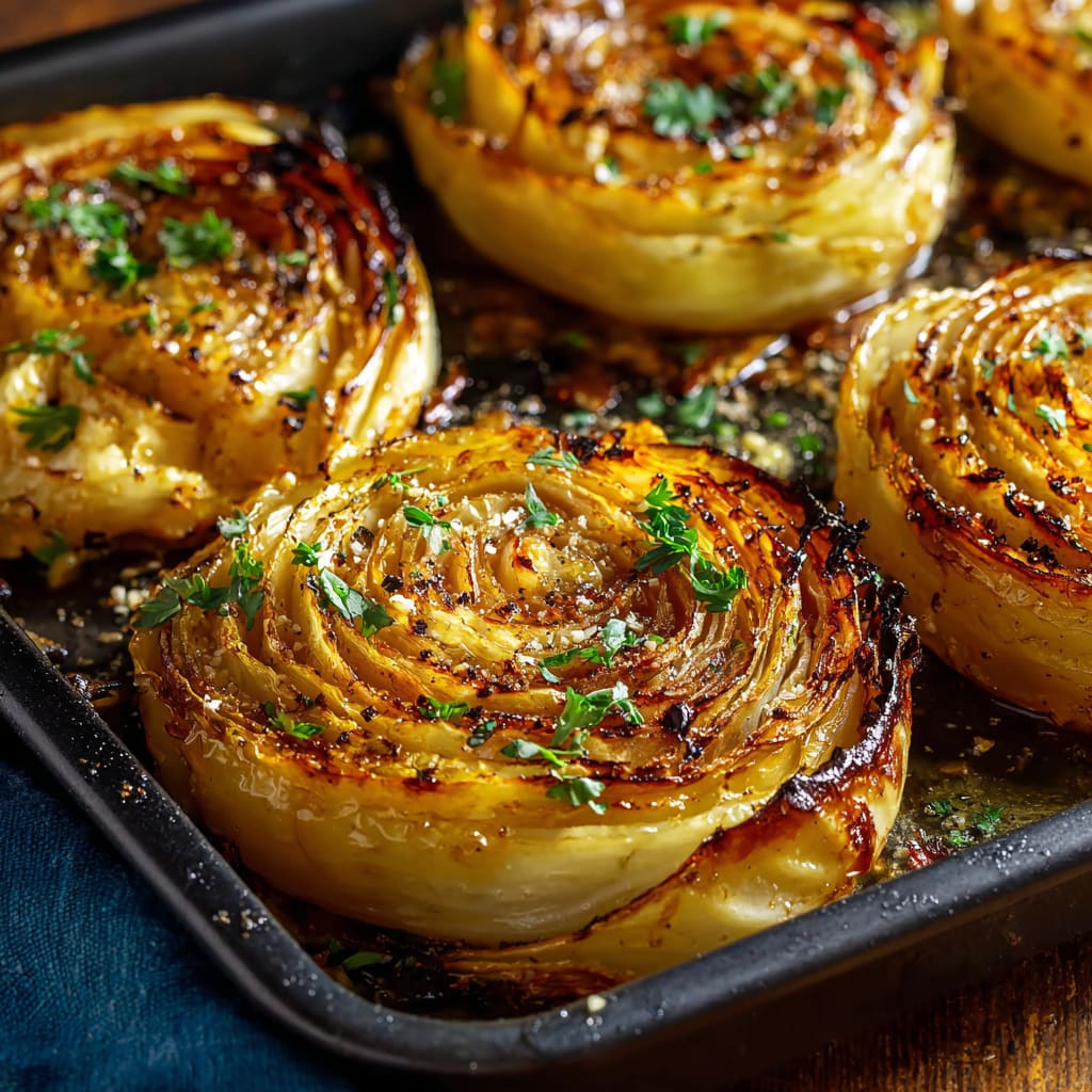 Oven Roasted Garlic Cabbage Steaks