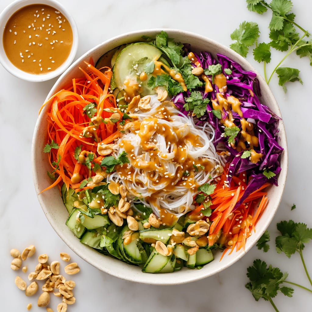Spring Roll Bowl with Peanut Sauce