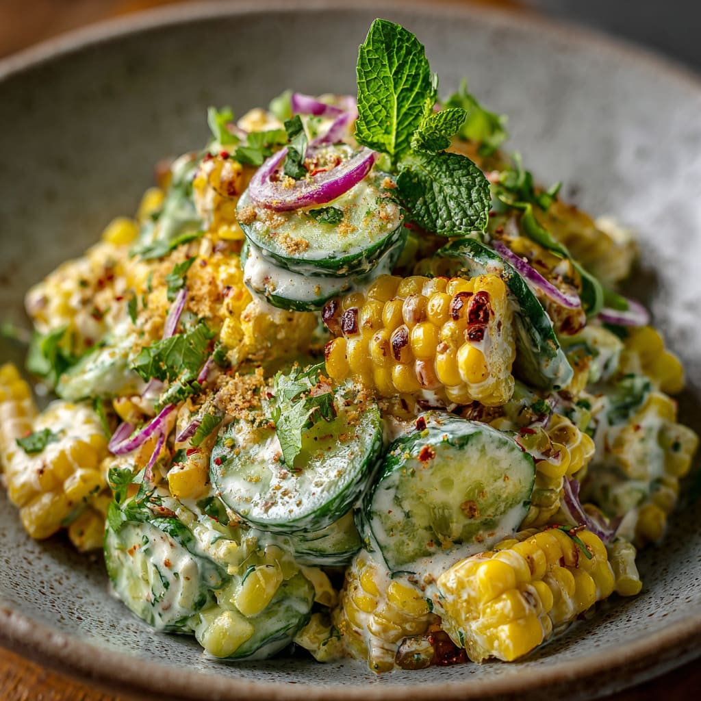 Street Corn Creamy Cucumber Salad